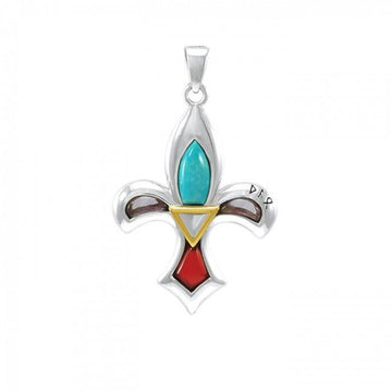 Royal Excellence in Fleur-de-Lis ~ Sterling Silver Jewelry Pendant with 18k Gold accent and Gemstones MPD1478 - Jewelry